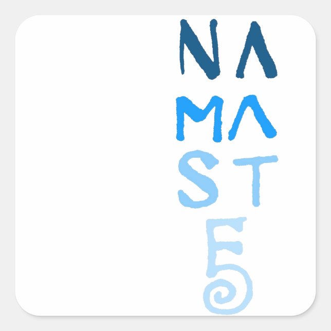 Blue Namaste Word Square Sticker (Front)