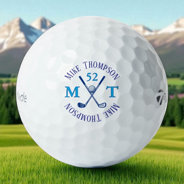 Blue Name, Initials and Age - Logo Golf Balls (Creator Uploaded)