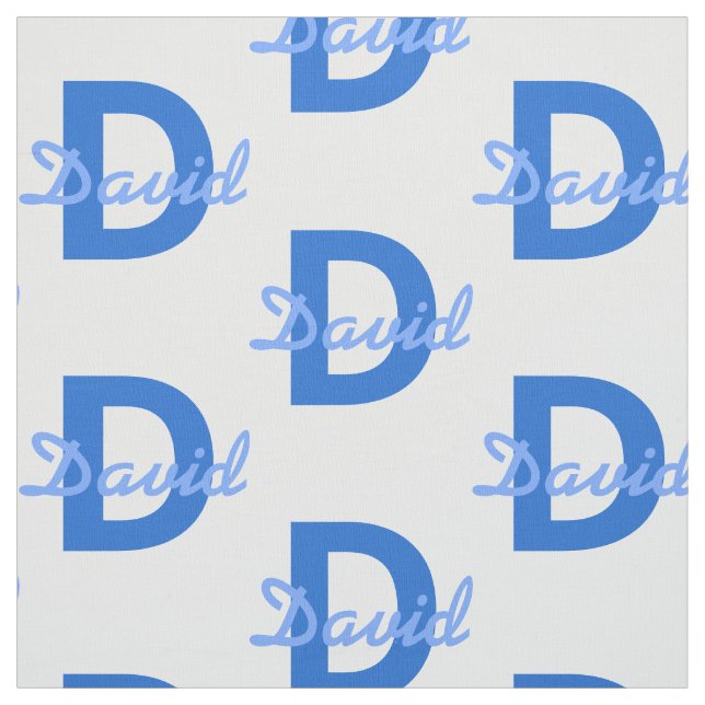 Blue Name & Monogram Fabric (Swatch)