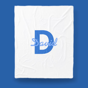 Blue Name & Monogram Fleece Blanket