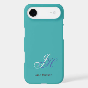 Blue Name Monogram Initials Simple Plain