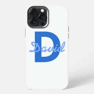 Blue Name & Monogram Sticker Ceramic Ornament iPhone 13 Pro Max Case