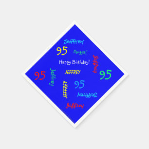 Blue Napkin 95th Birthday Party Repeating Name