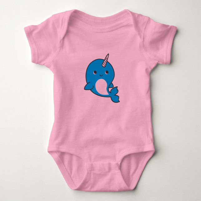 Blue Narwhal Baby Girl Tutu Bodysuit (Front)