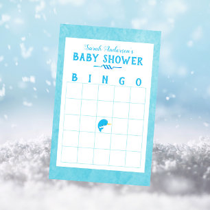 Blue Narwhal Baby Shower Bingo Game