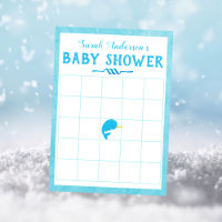 Blue Narwhal Baby Shower Bingo Game