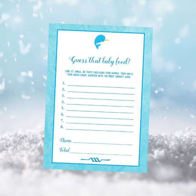 Blue Narwhal Guess That Baby Food Baby Shower Game Invitation (Creator Uploaded)