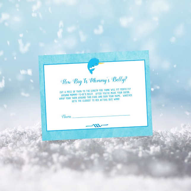 Blue Narwhal Mummy's Belly Size Baby Shower Game Invitation (Creator Uploaded)