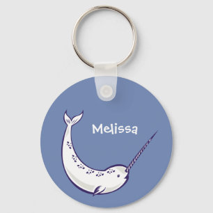 Blue Narwhal Personalised Keychain