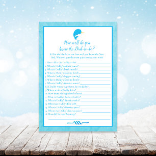 Blue Narwhal Who Knows Dad Best Baby Shower Game Invitation