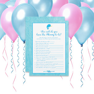 Blue Narwhal Who Knows Mummy Best Baby Shower Game Invitation