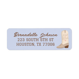 Blue Nash Bash Cowgirl Boot Bachelorette Party Lab Return Address Label