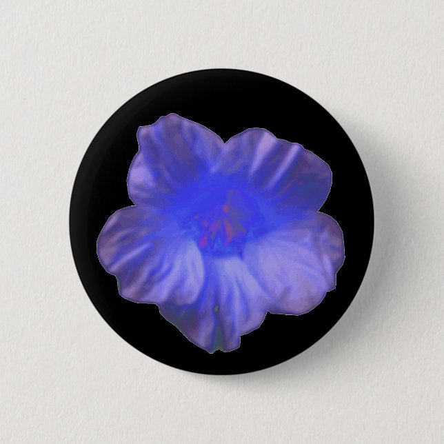 Blue Nasturtium Flower Button (Front)