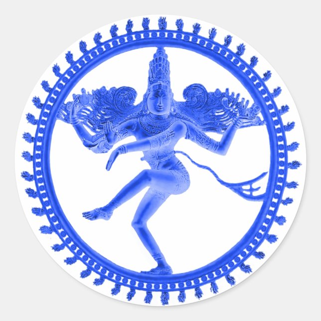 Blue Nataraja Classic Round Sticker (Front)