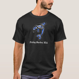 Blue Native American Harbour Friday WA Orca Killer T-Shirt
