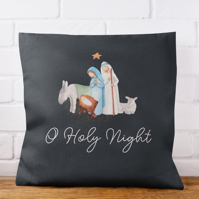 Blue Nativity Religious Christmas  Cushion (Creator Uploaded)
