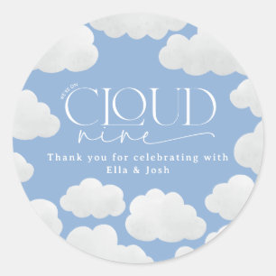 Blue natural cloud nine shower modern stylish classic round sticker