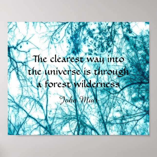 blue nature art poster with Muir wilderness quote (Front)