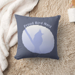 Blue Nature Silhouette Birder Proud Bird Nerd Cushion