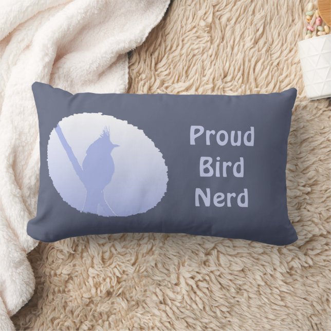 Blue Nature Silhouette Birder Proud Bird Nerd Lumbar Cushion (Blanket)