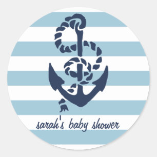 Blue Nautical Anchor Baby Shower Favour Stickers