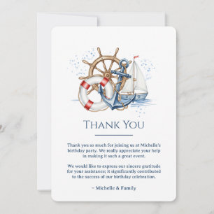 Blue Nautical Anchor Birthday Thank You Card