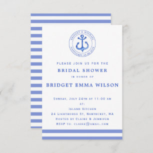 Blue Nautical Anchor Bridal Shower Invitation