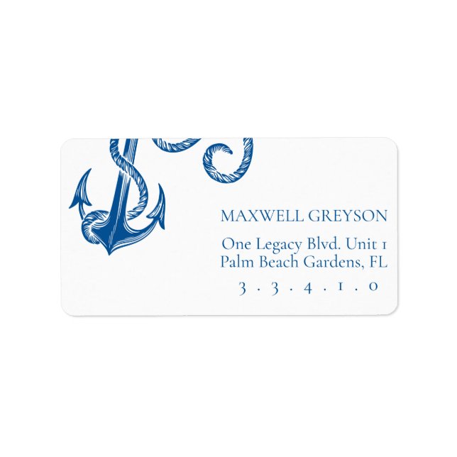 Blue Nautical Anchor Label (Front)