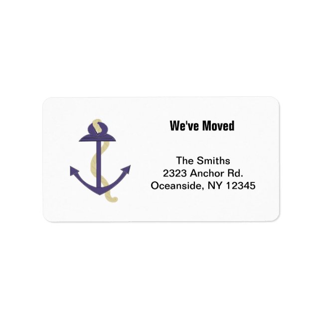Blue Nautical Anchor Label (Front)