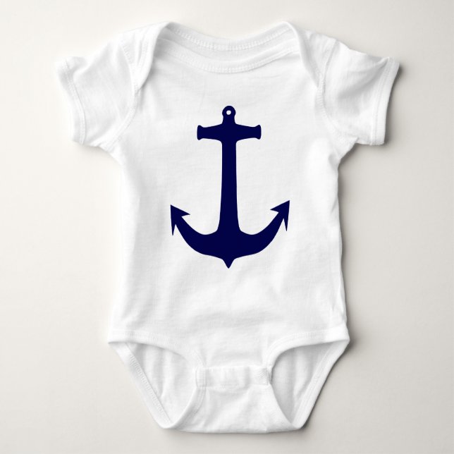 Blue Nautical anchor pattern Baby Bodysuit (Front)