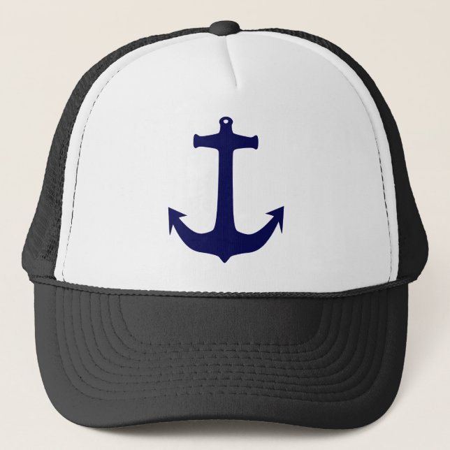 Blue Nautical anchor pattern Trucker Hat (Front)