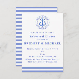 Blue Nautical Anchor Rehearsal Dinner Invitation
