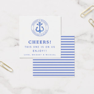 Blue Nautical Anchor Wedding Drink Ticket
