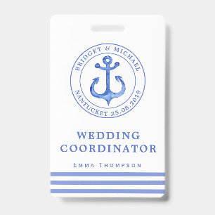Blue Nautical Anchor   Wedding Planner ID Badge