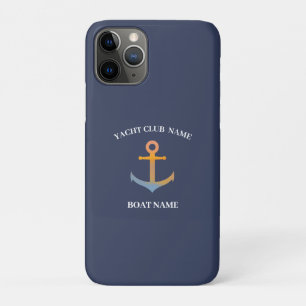 Blue Nautical Anchor yacht club boat marina  iPhone 11 Pro Case