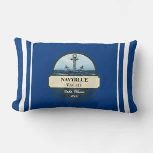 Blue Nautical Anchor yacht club boat marina Name Lumbar Cushion