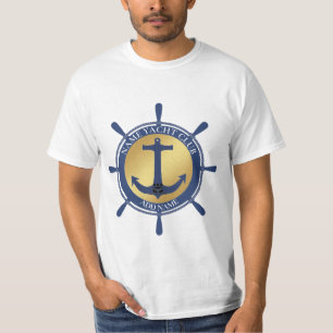 Blue Nautical Anchor yacht club boat marina Name T-Shirt