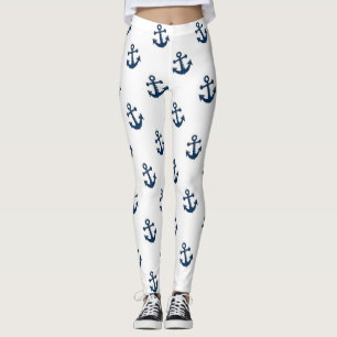 Blue Nautical Anchors Leggings