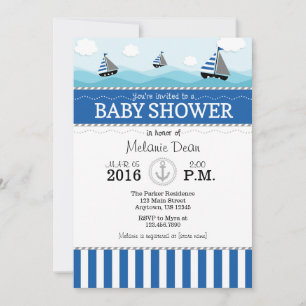 Blue Nautical Baby Shower Invitation