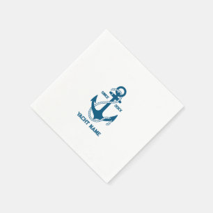 Blue nautical boat anchor with customisable text napkin