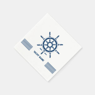Blue nautical boat rudder with customisable text napkin