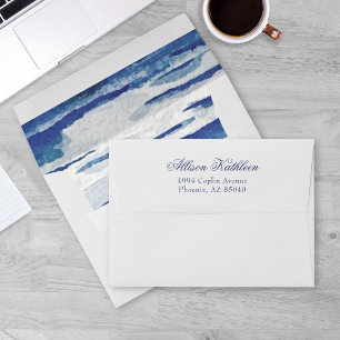 Blue Nautical Coastal Sea Bridal Shower  Envelope