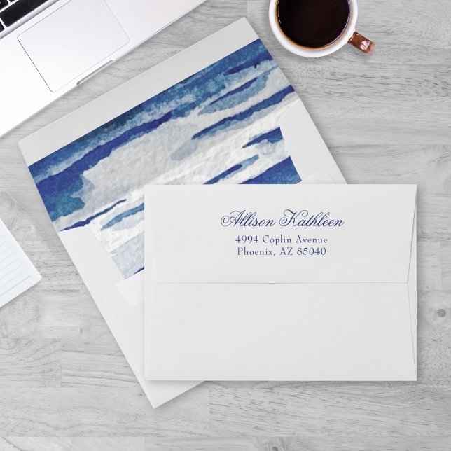 Blue Nautical Coastal Sea Bridal Shower  Envelope (Creator Uploaded)