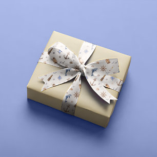 Blue Nautical Coastal Sea Bridal Shower  Satin Ribbon