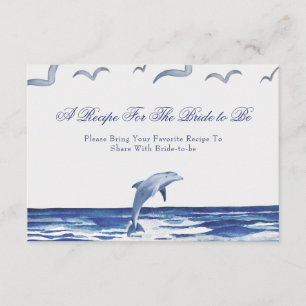 Blue Nautical Coastal Sea Recipe For The Bride Enclosure Card