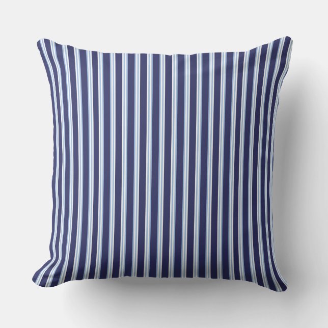 blue nautical/coastal striped cushion (Front)