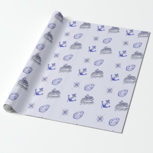 Blue nautical decorative pattern wrapping paper