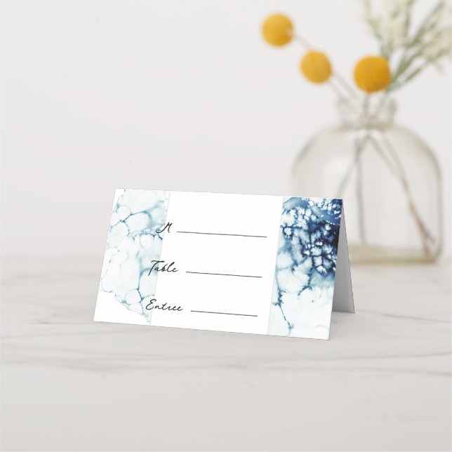 Blue Nautical Destination Wedding Entree Choice Place Card (Front)