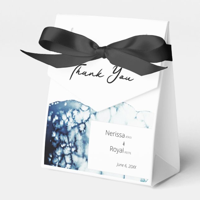 Blue Nautical Destination Wedding Favour Box (Front Side)