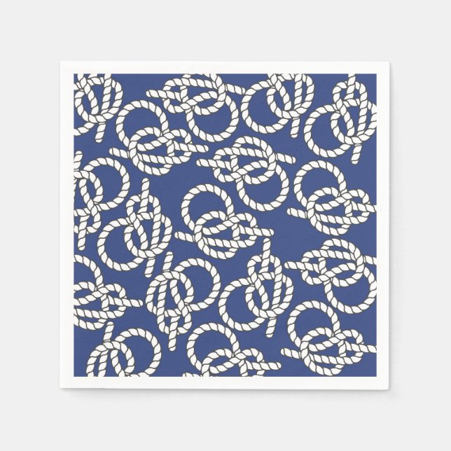 Blue Nautical Knots Paper Napkins (Front)